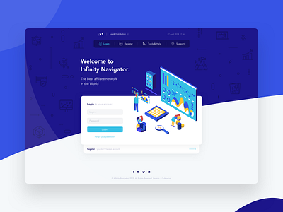 Affiliate Network Login Page admin affiliate blue crm dashboard finance graphics illustration login register sign in sign up ui ux white