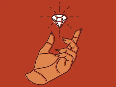 Not Rare diamond hand illustration red tattoo texture wip