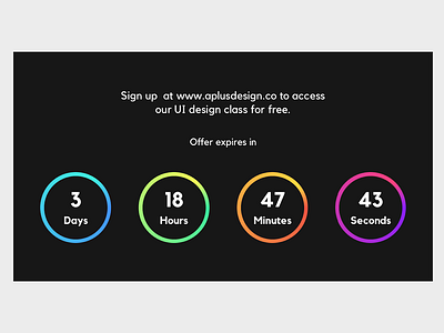 Countdown Timer UI Design - Dark Version aplusdesign aplusdesign.co countdown countdown timer countdowntimer daily ui daily ui challange dailyui design timer ui ui design ui design challenge ui designer