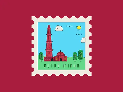 Qutub Minar stamp icon icon illustraion stamp