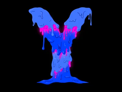 Y 36 days of type alien design drip drip type glow hand lettering handlettering illustration lettering liquid liquid type nature neon ooze organic slime y