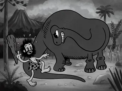 Rubber Hose Dinosaur cartoon caveman character design dinosaur illustration prehistoric retro rubber hose vintage