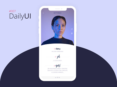 #007 Daily UI Challenge - Settings 007 app design daily 100 challenge daily ui daily ui 007 daily ui challenge design mobile app design paris settings ui design