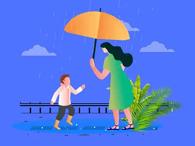 Rain climate blue theme creativity illustration mayilsamy mom mom and son rain rainy road secure umbralla ux ux design uxideation wet