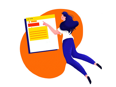 Character app character design face flat fly girl hair illustration search woman