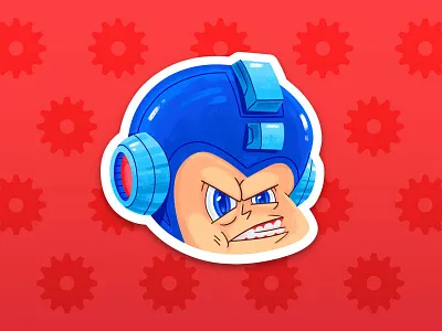 Mega Man capcom cartoon character character design game game dev illustration megaman nintendo nintendo switch robot smash bros sticker texture ultimate