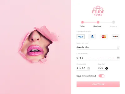 Etude House Card Credit Checkout 002 app cosmetic dailui dailyui design etudehouse illustration makeup ui ux website