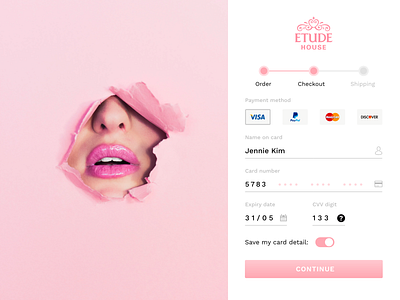 Etude House Card Credit Checkout 002 app cosmetic dailui dailyui design etudehouse illustration makeup ui ux website