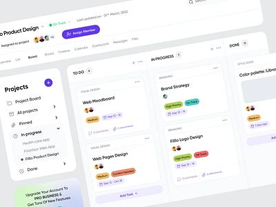 Project Management - Components UI component components ui designsystem filllo management minimal ui navigation product design saas saas product task task management task tracker team management team management app tracking ui ui design uxui web app