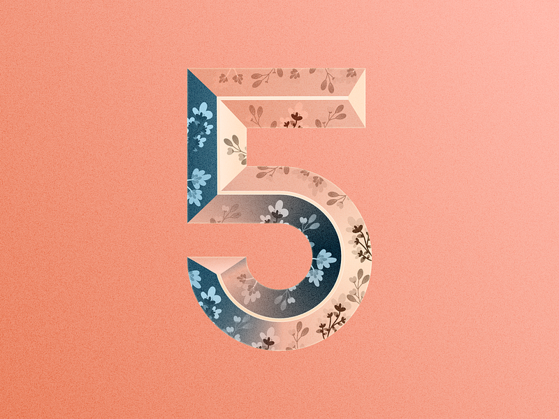 5 36days 5 36daysoftype 36daysoftype 5 36daysoftype06 5 affinity designer alphabet blue five flower flowers illustration letters number pink red typography vector