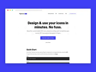 Figicons Landing Page branding interface landing page layout light minimal simple ui
