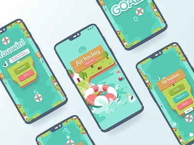 Air hockey game UI air hockey android app android game free app game game app game art illustration sports swim ring swim tube