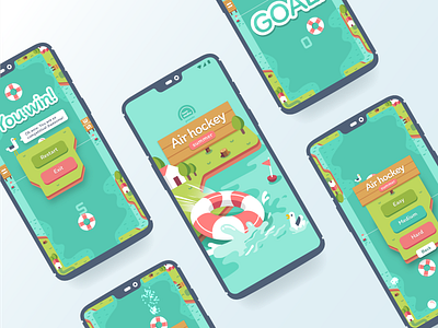 Air hockey game UI air hockey android app android game free app game game app game art illustration sports swim ring swim tube