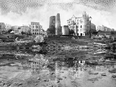 Baku city Visual Art art city image composite image concept art create design image editing photoshop poster retouche photo visual visual art