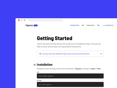 Figicons Getting Started branding design interface landing page layout light minimal simple ui