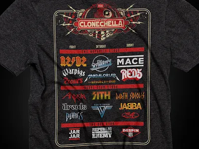 Clonechella music festival fun lineup logo play may the 4th music festival star wars star wars day vector