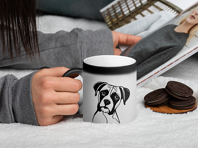 Stencil Boxer Mug Design boxer art dog art illustration mug stencil boxer vector