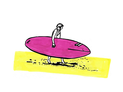 SURFER art beach life black white city faber castell graphic art graphic artist graphic design graphic studio illustration line art minimal art moments pink simple sketch surf art surfer tel aviv yellow