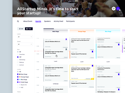 Event's Schedule app application design schedule sketch table ui ux web