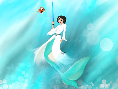 When May the Forth meet's Mermay! illustration may the 4th may the force may the fourth mermaid mermay princess leia starwars