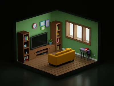 Isometric Living Room 3d 3d art 3d artist c4d cinema 4d design house illustration living room low poly low poly art render room