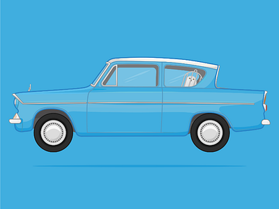 Ford Anglia from Harry Potter and the Chamber of Secrets car illustration cars on film chamber of secrets ford ford anglia harry potter hedwig movie car owl