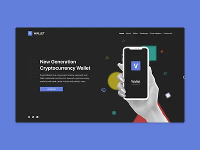 Cryptocurrency Wallet Landing Page | Concept 2019 app application clean colors crypto dark dark mode design icon illustration landing landing page minimal ui ui design ux vector wallet web