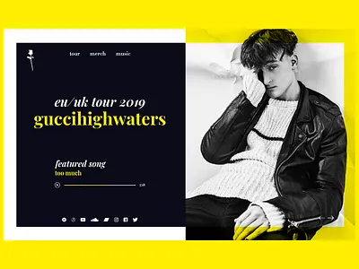 guccihighwaters Website Concept bold clean concept dark design gucci interface minimal modern music typo typography ui ux web website
