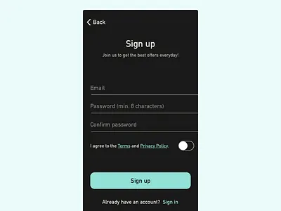 Daily UI 001 dailyui mobile sign up sign up