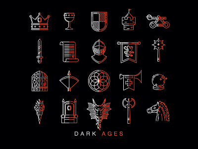 Dark Ages -- Icon Series branding castle design dragon icon illustration knight middle ages ux vector