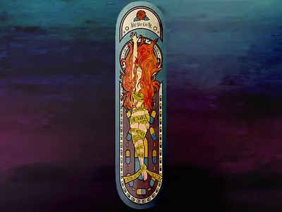 Art Nouveau Skateboard Design art nouveau design drawing illustation lotus flower opioid addiction pills skateboard skateboard deck skateboarddesign struggle student project watercolor woman