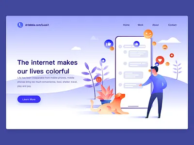 The Internet Makes Our Lives Colorful boy dog illustration