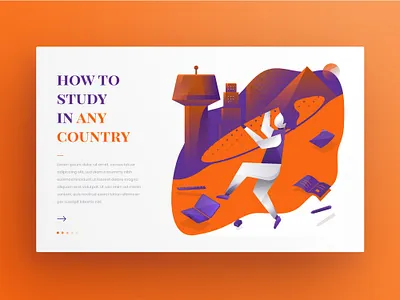 Study abroad easily - web slider design education website empty state icon illustration landing page design slider design student study uiux web web slider