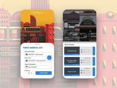 Travelo Train Ticket Booking booking holiday illustration ticket train travel travel app trip ui design vacation