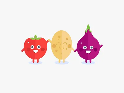 Vegetables food illustration onion personage potato tomato