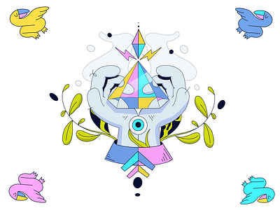 Yucatan abstract birds crystal diamond eyes meditation yucatan