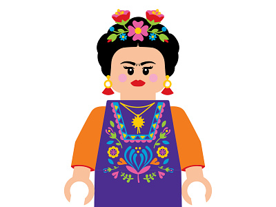 Who's your Frida? / Series 2 / E03 art artist eyebrows flat design flowers frida frida kahlo hair headshot illustration lego minifigure orange painter portrait purple