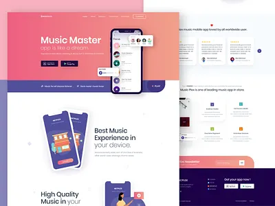 App Landing Page app landing app ui design apps creative design gradient illustration landing landing page minimal mockup saas vector website website mockup