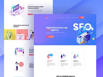 SEO & Digital agency Lab agency business clean corporate creative creative agency design digital agency illustration landing landing page landing page design seo shape theme trend typography ui ux website