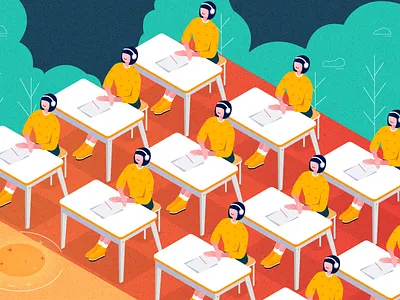 hearing examination desk examination isometric overlooking repeat test ui 插图 设计