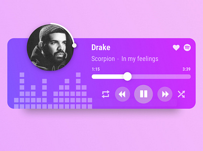 Music player widget clean media player minimalism music app music app ui simple design ux ui web web desgin widget