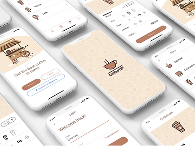 Coffee App Design adobe adobe xd adobexd animation sign in app branding design flat design icon illustration ios app design logo mobile ui design photoshop sign in top 5 ui design typography ui ui design ux