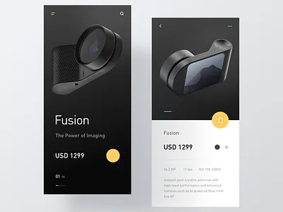 Mobile Shopping Page clean dark design interactive layout minimal modern product shop typography ui