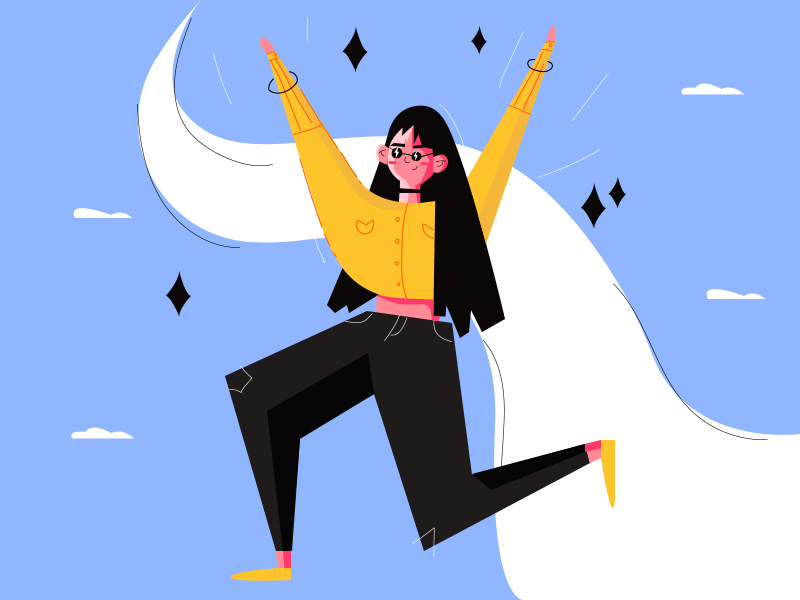 Dance With Me aniamtion character dance girly glasses illustration lifecycle love party sky