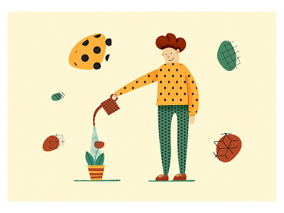 Man watering plant Vector illustration abstract shapes charachter design flower illustration patterns plant vector vector art vector texture