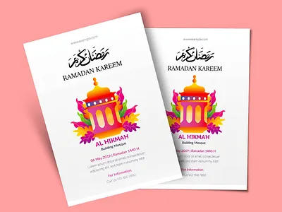 Flyer Ramadan Kareem flat design flyer graphic design illustration invitation mockup people ramadan vector