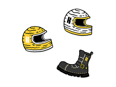 Kluster moto stickers bikers boots helmet highway illustration motorcycle road route stickers