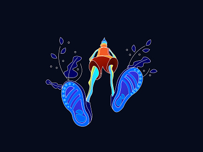 illustration - get ready bright colours dark illustration dark theme illustration art line art ready running
