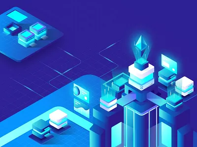 Cryptocurrency Hero Landing Page Illustration bitcoin design e money e wallet ethereum exchange illustration internet isometric mobile payment vector wallet