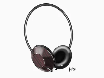 Headphones Digital Rendering digital rendering sketchbook textures wood